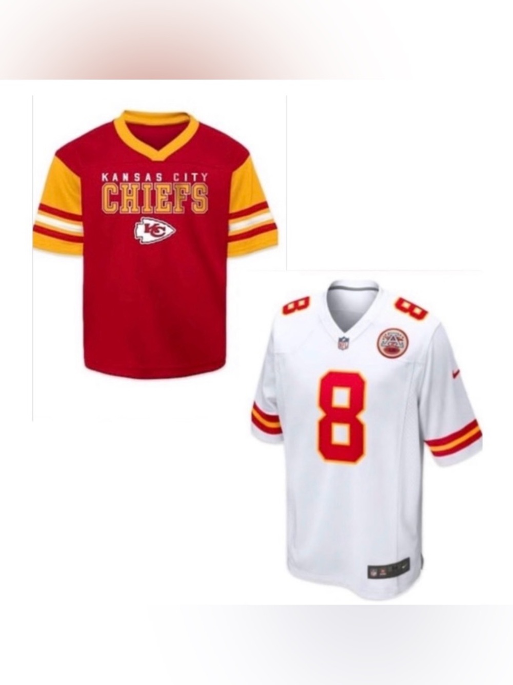 Lot of 2x NWT [Nike] & [NFL] Kansas City Chiefs NFL Jersey & Shirt Youth L 14/16